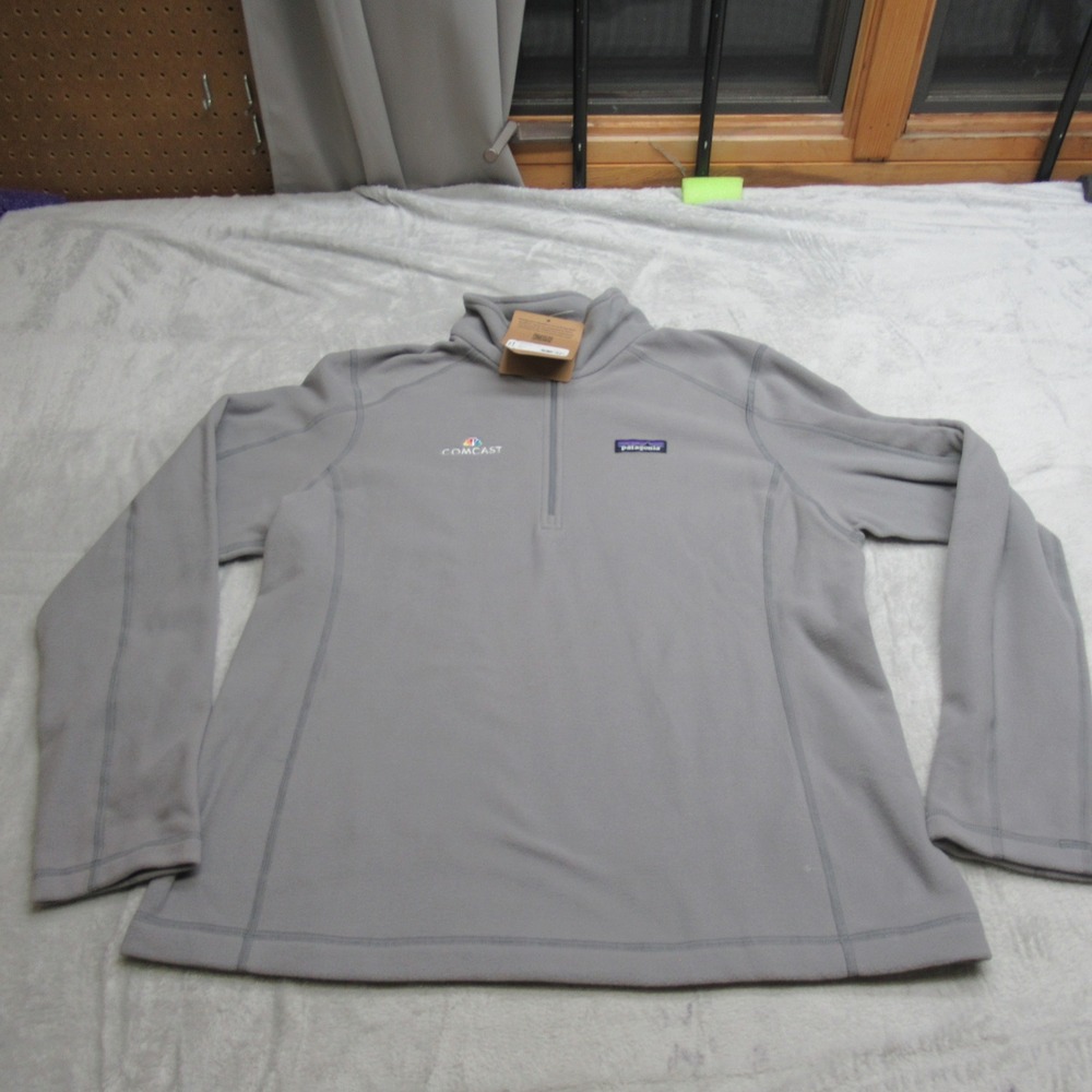 Patagonia Sweatshirt Womens XL Grey Micro D 1/4‎ Zip Fleece Pullover LOGO NWD